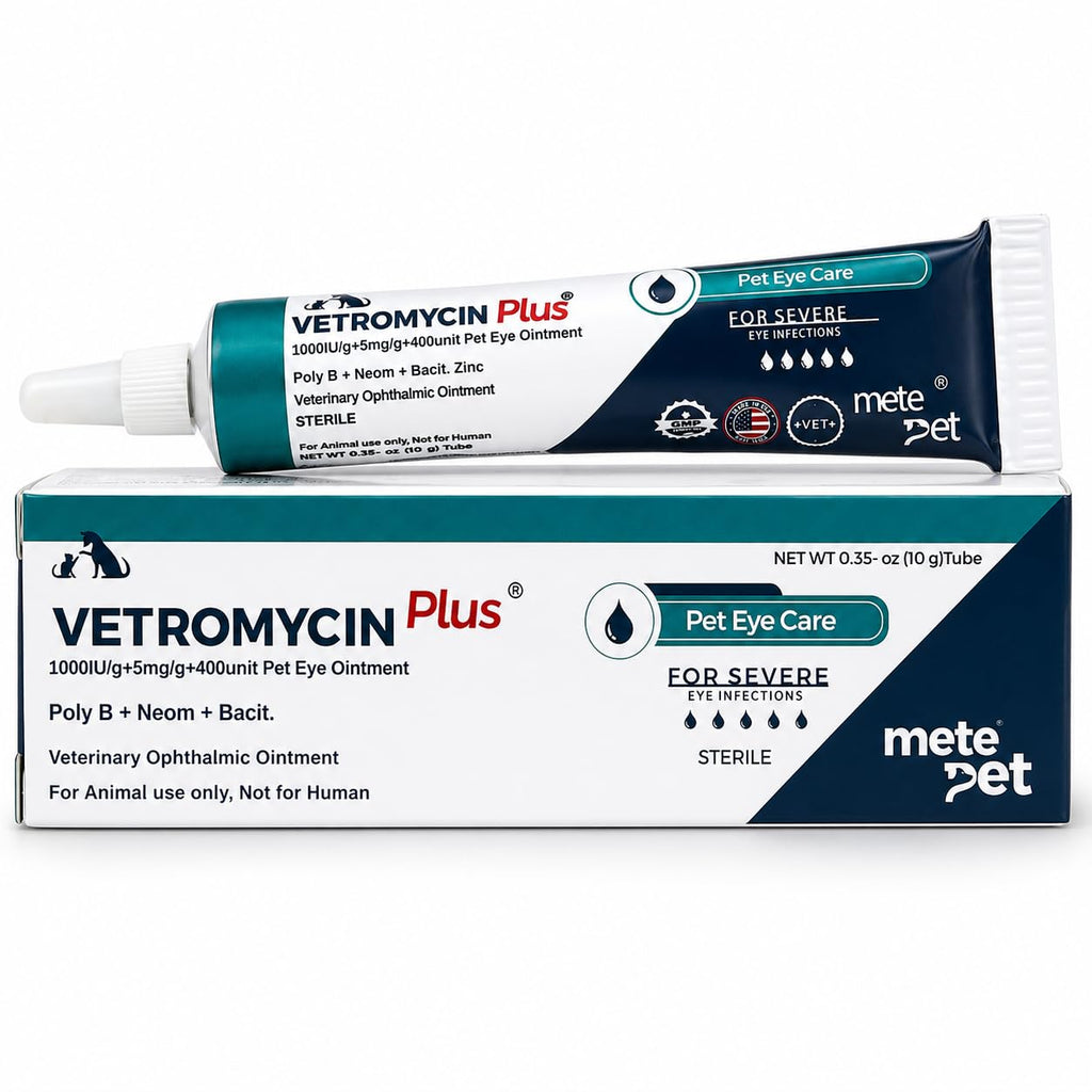 Vetromycin Plus Pet Eye Cream Health for Dogs, Cats, Cattle, Sheep, Horse, Bird 0.35 oz / 10 gr, 1 Tube