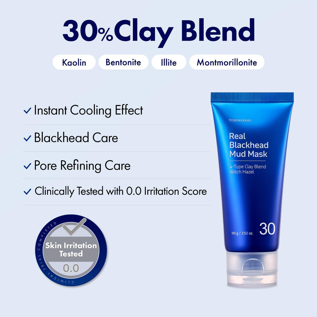 TOSOWOONG Real Blackhead Mud Mask for Pore Care, Oil Control, Cooling