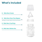 Evenflo Balance+ Glass Wide Neck Baby Bottles, Clear, 6 fl oz, 6 Pack