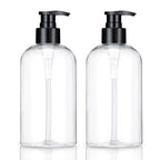 Plastic Pump Bottles Dispenser 2Pack 10oz Shampoo Bottle BPA Free | Empty Pump Bottle Refillable Clear Shampoo Conditioner for Lotion, Liquid Soap, Massage Oil