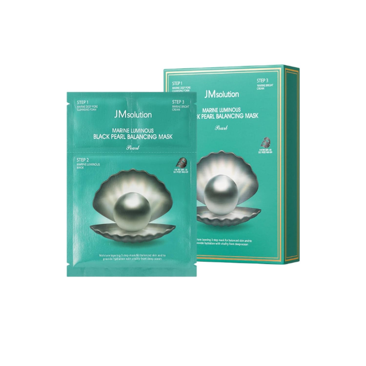 Buy now JMsolution Marine Luminous Pearl Deep Moisture 3 Step Skin Care Face Mask - Korean Skincare Facial Mask - boosting Brightening Moisturizing-10 Sheets for Dry Skin Black Pearl at indiglob india