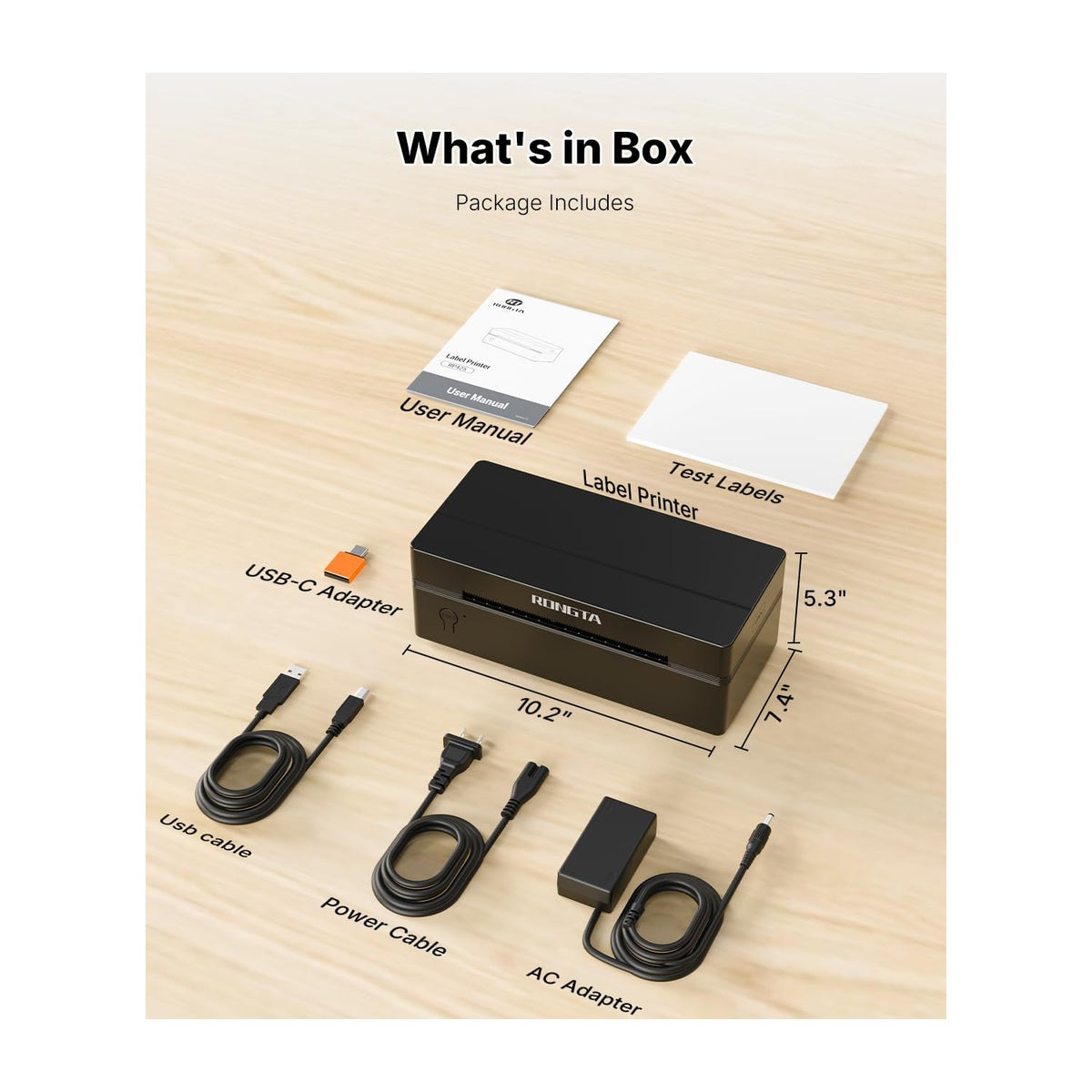 Rongta Bluetooth Thermal Shipping Label Printer, Wireless 4x6 Label Printer for Shipping Packages&Small Business, Compatible Windows/Mac/Android/iOS, RP425