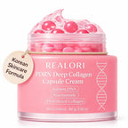 realori PDRN Capsule Cream with Vitamin C & Collagen – Korean Boba Moisturizer for Face, Pink Jelly Cream for Deep Hydration, Skin Repair, and Glow – Korean Skincare Gel for All Skin Types