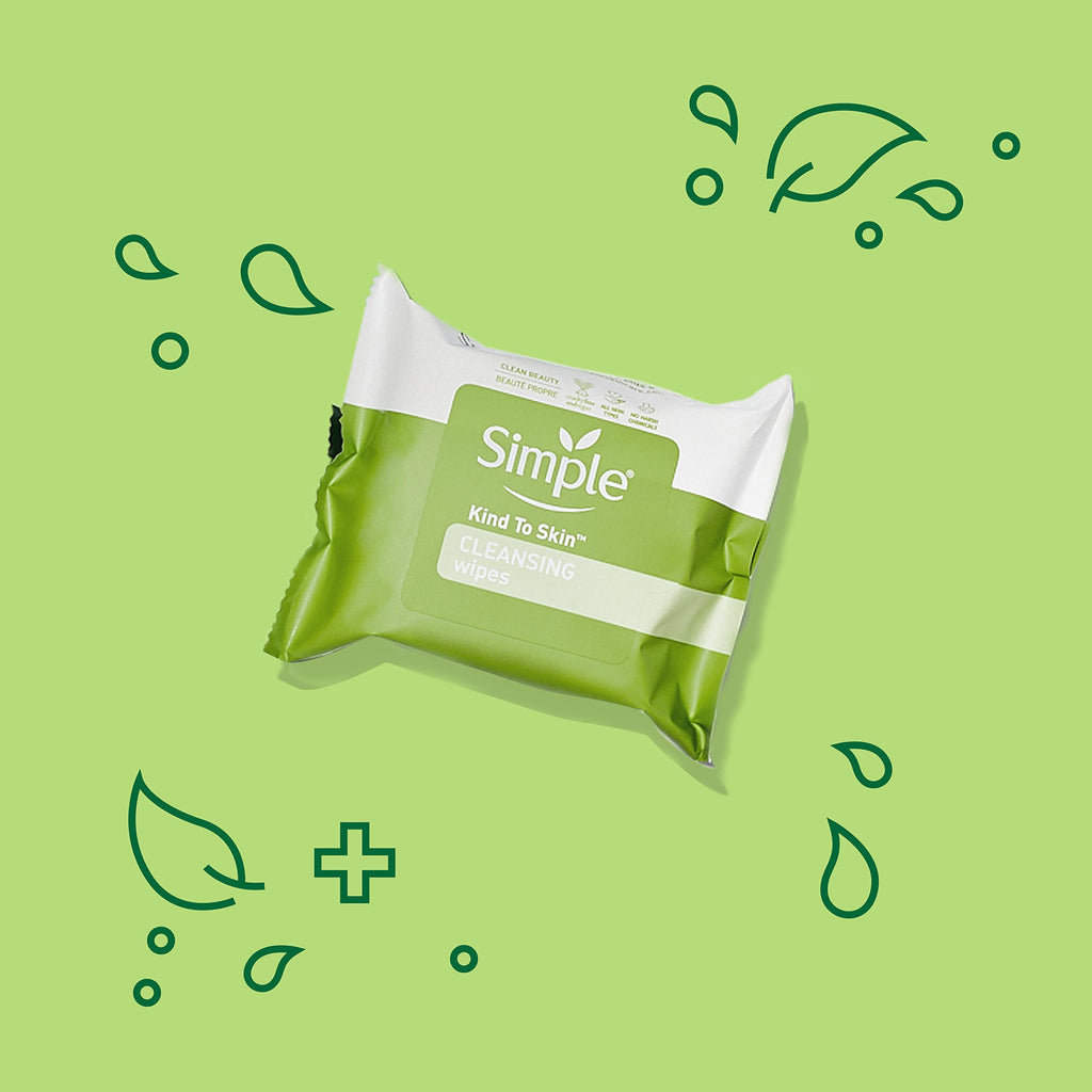 Simple Kind to Skin Facial Wipes Gentle and Effective Makeup Remover Cleansing Free from color and dye, artificial perfume and harsh chemicals 25 Wipes
