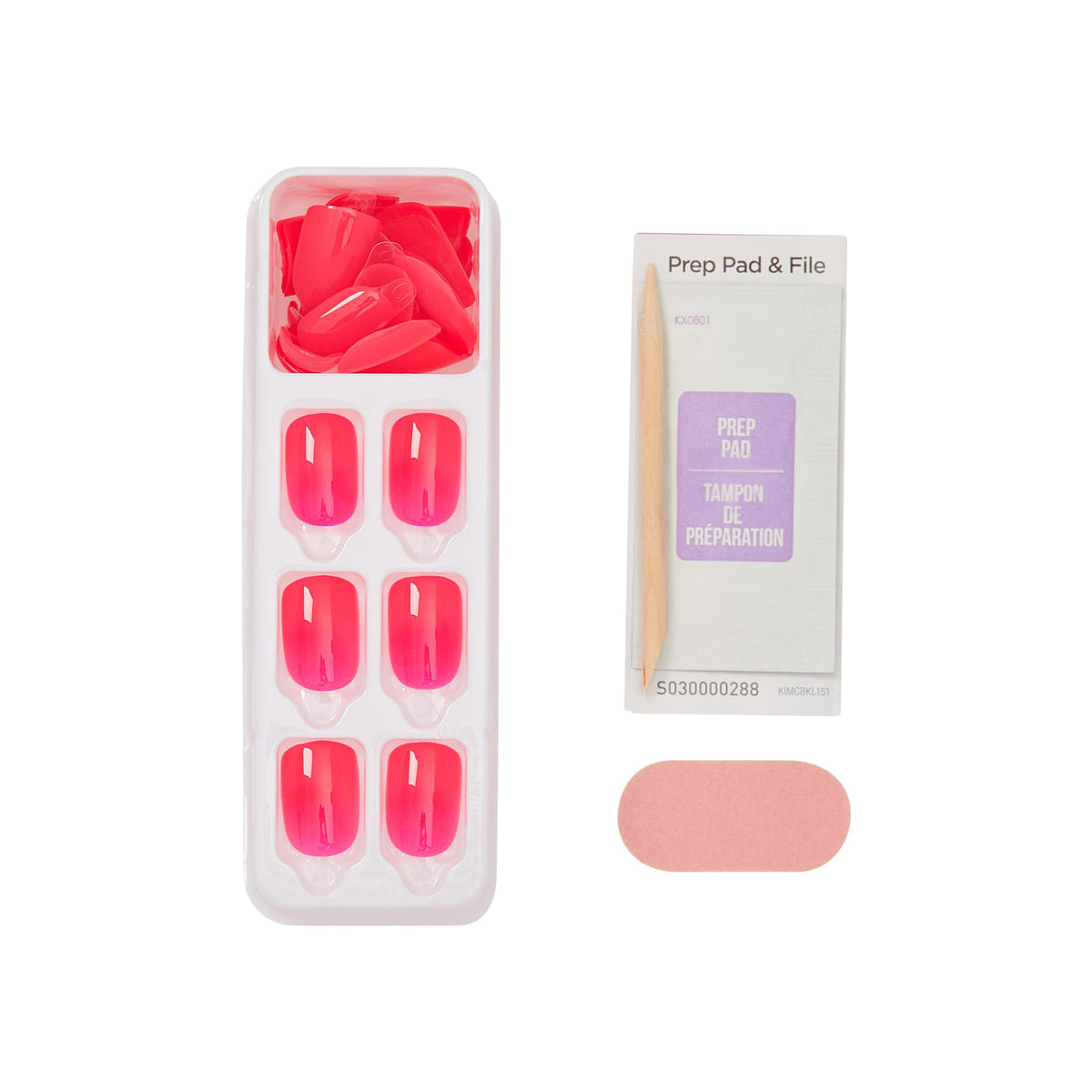 Kiss Impress No Glue Mani Press On Nails, Color, 'Melting', Pink, Short Size, Squoval Shape, Includes 30 Nails, Prep Pad, 1 Manicure Stick, 1 Mini File