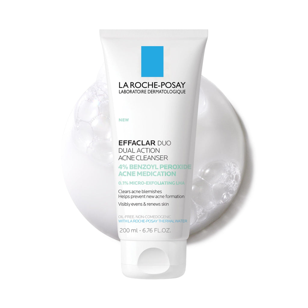 La Roche-Posay Effaclar Dual 4% Benzoyl Peroxide Acne Face Wash 6.76oz | Acne treatment with LHA exfoliant helps clear and prevent blemishes. Paraben free, oil free acne wash.