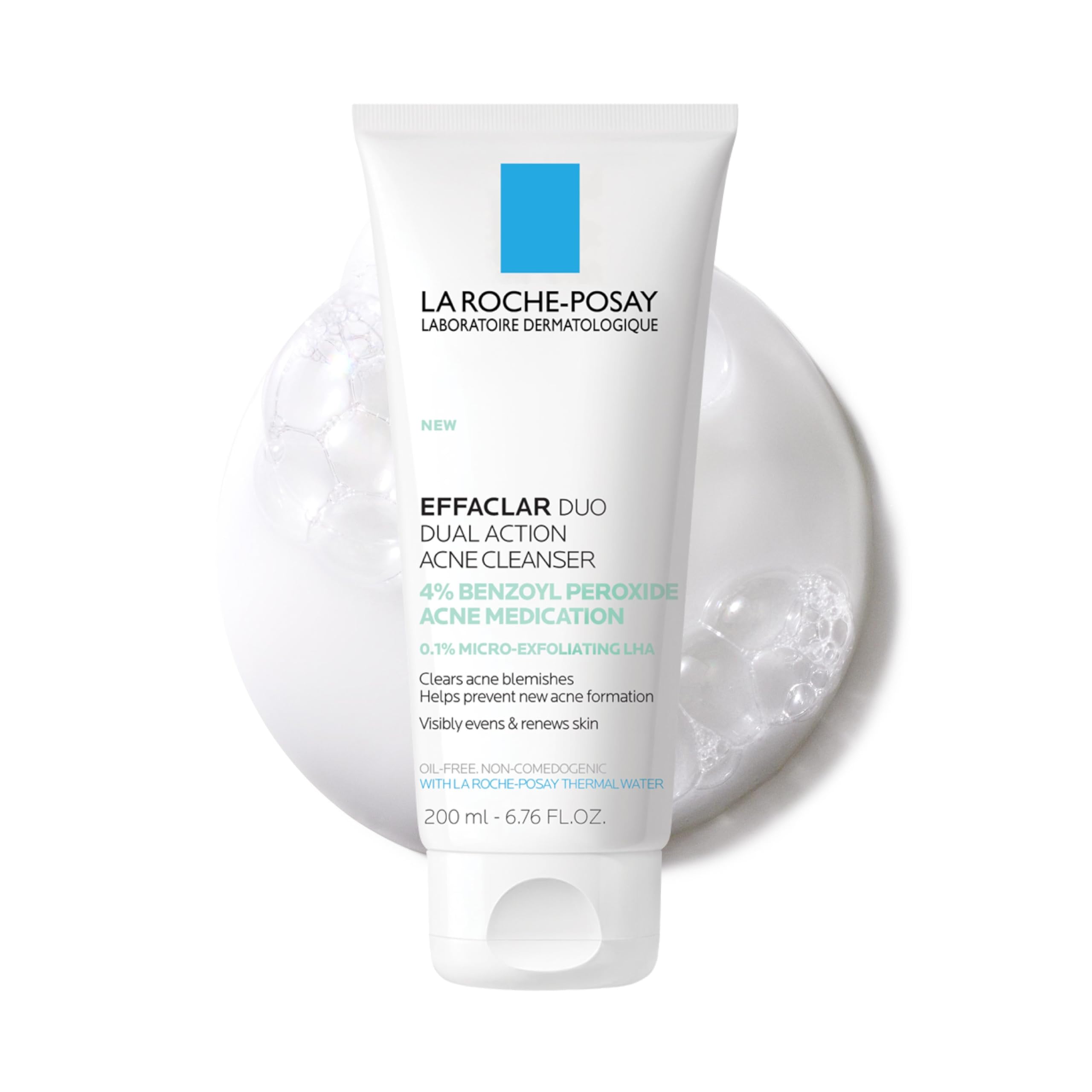 La Roche-Posay Effaclar Dual 4% Benzoyl Peroxide Acne Face Wash 6.76oz | Acne treatment with LHA exfoliant helps clear and prevent blemishes. Paraben free, oil free acne wash.