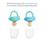 Munchkin Silicone Baby Food Feeder for Solids and Purees, Great for Self-Feeding and Baby Led Weaning, 2 Pack, Blue/Mint