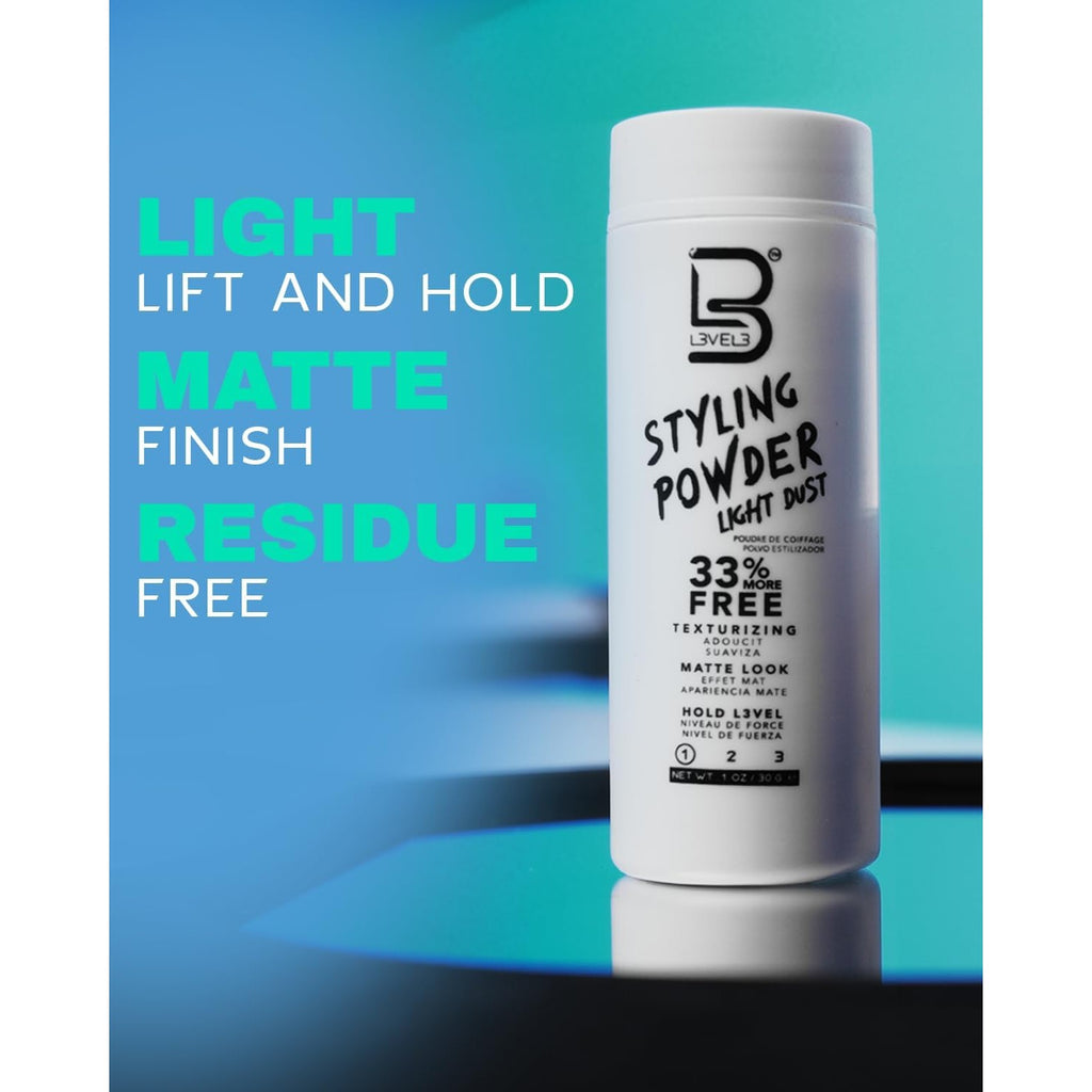 L3 Level 3 Light Hold Styling Powder, Matte Finish for Men, 30 g | Hair texture powder, hair powder for men, adds volume, lightweight non-greasy feel, buildable light hold