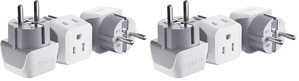 Buy now Ceptics Schuko Germany, France Plug Adapter, Dual Input - Ultra Compact Light Weight - Usa to Russia, South Korea Travel Adaptor Plug - Type E/F (3 Pack) at indiglob india