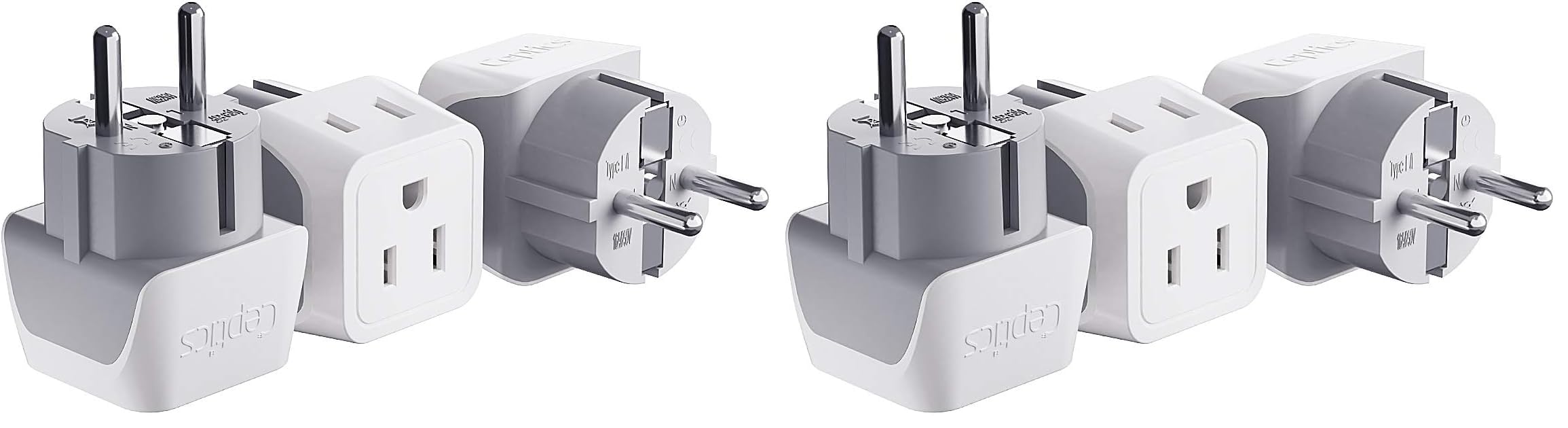 Buy now Ceptics Schuko Germany, France Plug Adapter, Dual Input - Ultra Compact Light Weight - Usa to Russia, South Korea Travel Adaptor Plug - Type E/F (3 Pack) 2 IN 1 - Type E F 6 Pack at indiglob india