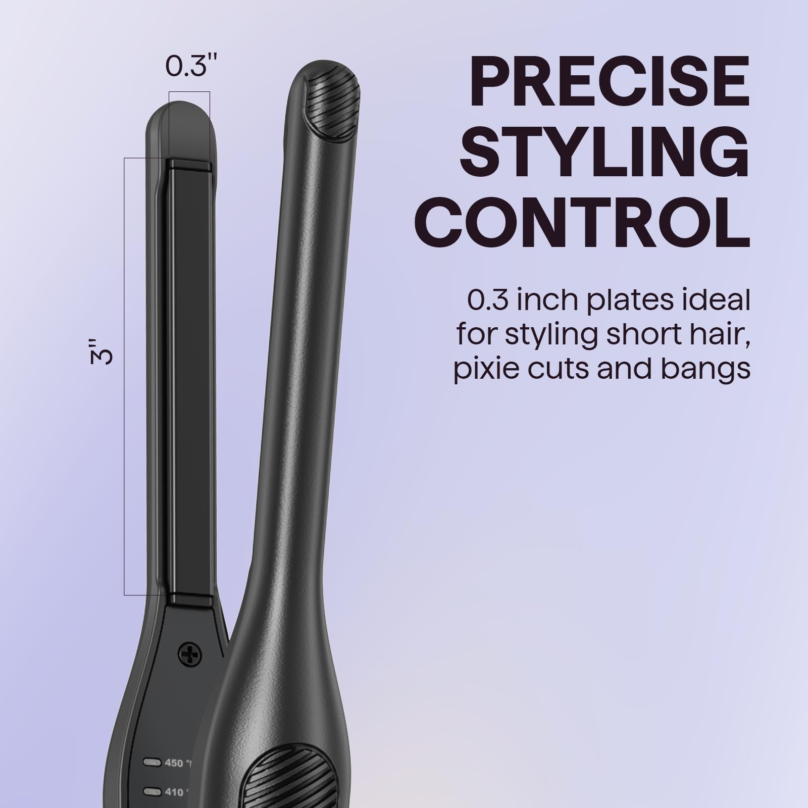 Wavytalk 0.3" Pencil Flat Iron Small Straightener for Short Hair&Pixie Cut | 5 Adjustable temperature settings, 0.3" Ceramic Tourmaline Plates Control Root Styling, Curved Design with Rounded Edges