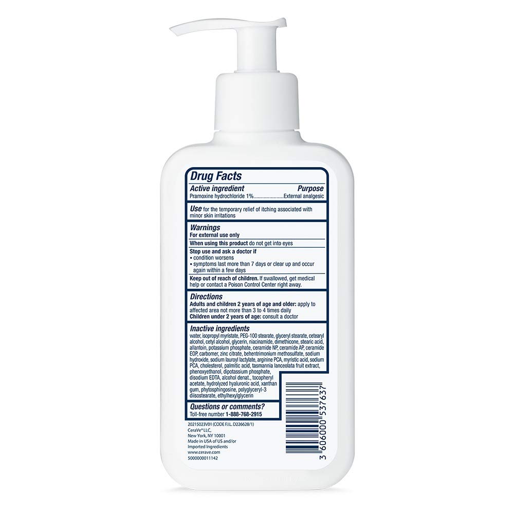 CeraVe Anti Itch Lotion, Hyaluronic Acid Body Moisturizer for Dry Skin,16oz | Fast-Acting Skin Care Formula with Niacinamide Acts As A Soothing Anti Itch Cream For Sunburn and Bug Bite Relief