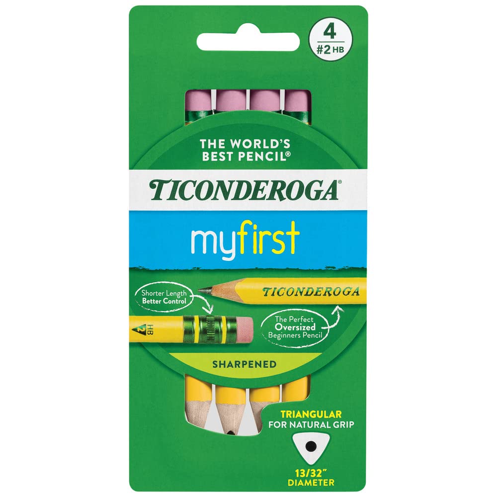 Ticonderoga My First Short Triangular Wood-Cased Pencils, #2 HB Soft
