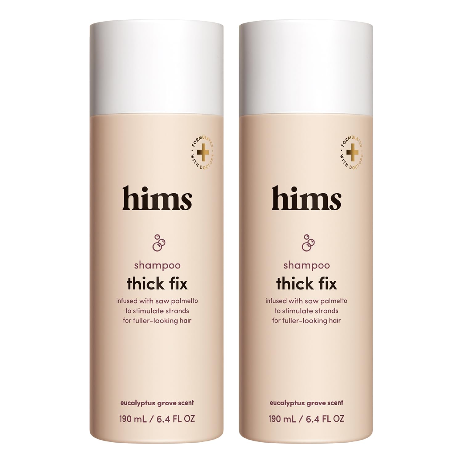 hims Thick Fix Shampoo, Saw Palmetto, Eucalyptus, 2 Pack, 6.4 fl oz | Saw Palmetto for Healthy Hair Growth and Thickening, Scalp Cleansing, Vegan, Sulfate-Free, and Cruelty-Free