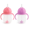 Buy now Munchkin Any Angle Sippy Cup for Toddlers, Spill Proof Weighted Straw Cup with Transition Handles for Babies 6 Months and Up, 7 Ounce, Blue Pink Purple 2 Count at indiglob india