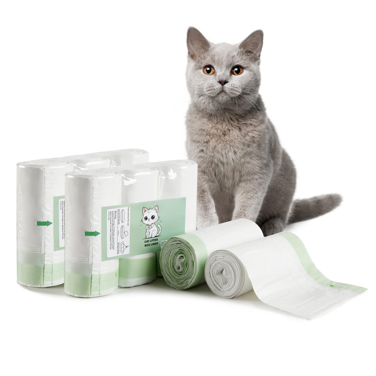 Cat Litter Box Liners Disposal Bags with Tie Handles,Large,37" x 17" Jumbo Drawstring Extra Durable Pet Cat Pan Liners for litter box Extra-Thick Kitty Litter Box Bag-36 Counts (3 Pack)