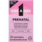 One A Day Prenatal Vitamins- Folic Acid, Iron, Omega- 3 (DHA), Pregnancy Vitamins for Women, Prenatal Multivitamin for Mom and Baby Support, Pregnancy Must Haves 30 Ct (Packaging May Vary)