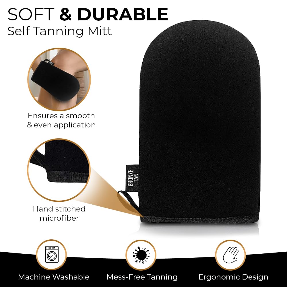 Buy now Self Tanning Mitt Applicator – Ultra Soft Self Tanner Mitt for Applying Tanning Mousse or Lotion – Machine Washable & Reusable Sunless Tanning Glove for Streak-Free Tan - Black at indiglob india
