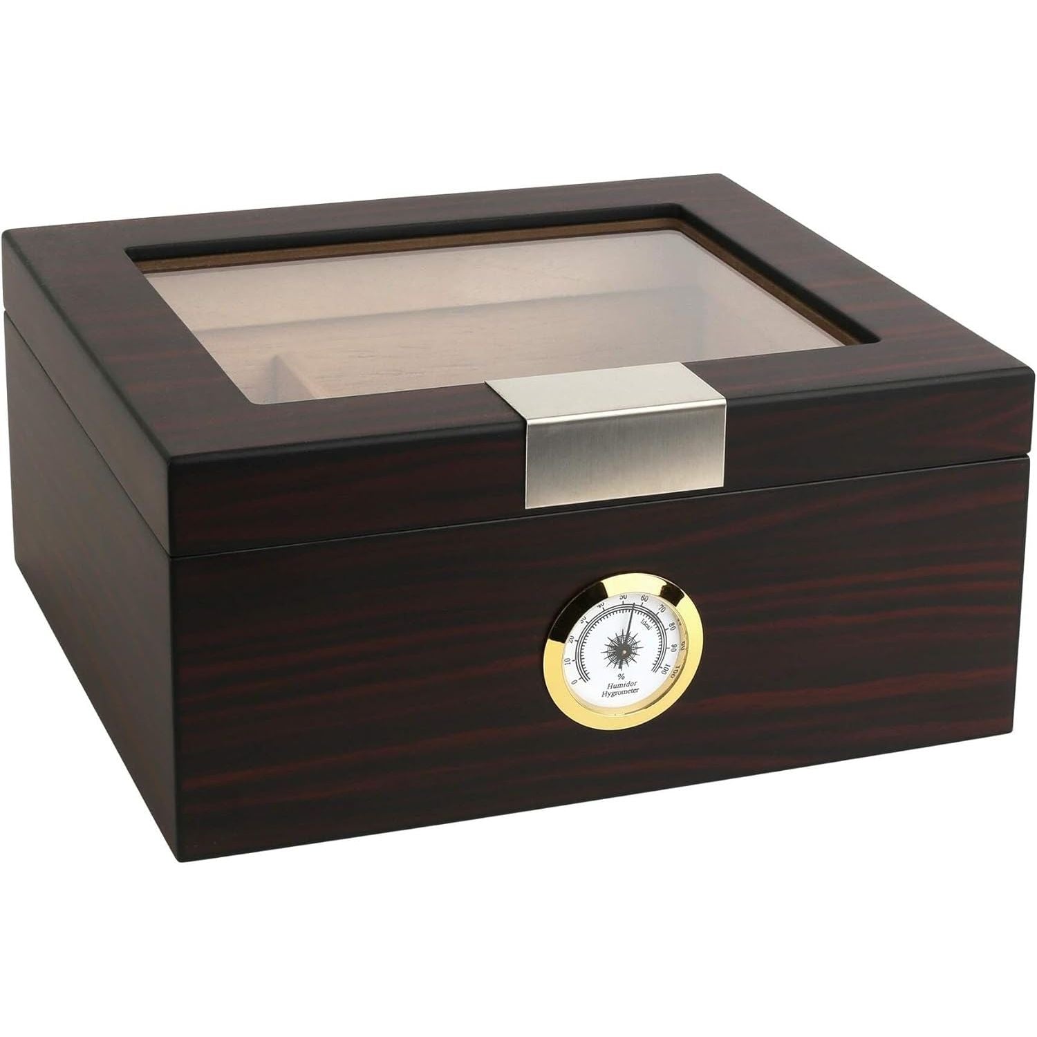 Buy now Premium Cigar Humidor for 25-50 Cigars - Elegant Humidor humidor with Hygrometer and Humidifier - Cedar Lined Cigar Box for Optimal Humidity Control (Analog) Walnut-analog at indiglob india