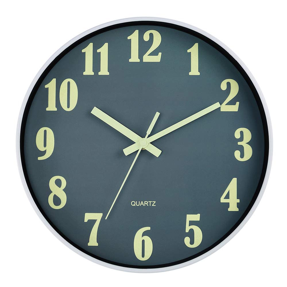 Buy now JoFomp Glow in The Dark Clock, 12 Inch Modern Silent Non Ticking Wall Clocks Battery Operated, Night Light Wall Clock for Living Room Decor, Wall Clock Decorative for Kitchen Bedroom (Green) Gray 12 Inch at indiglob india