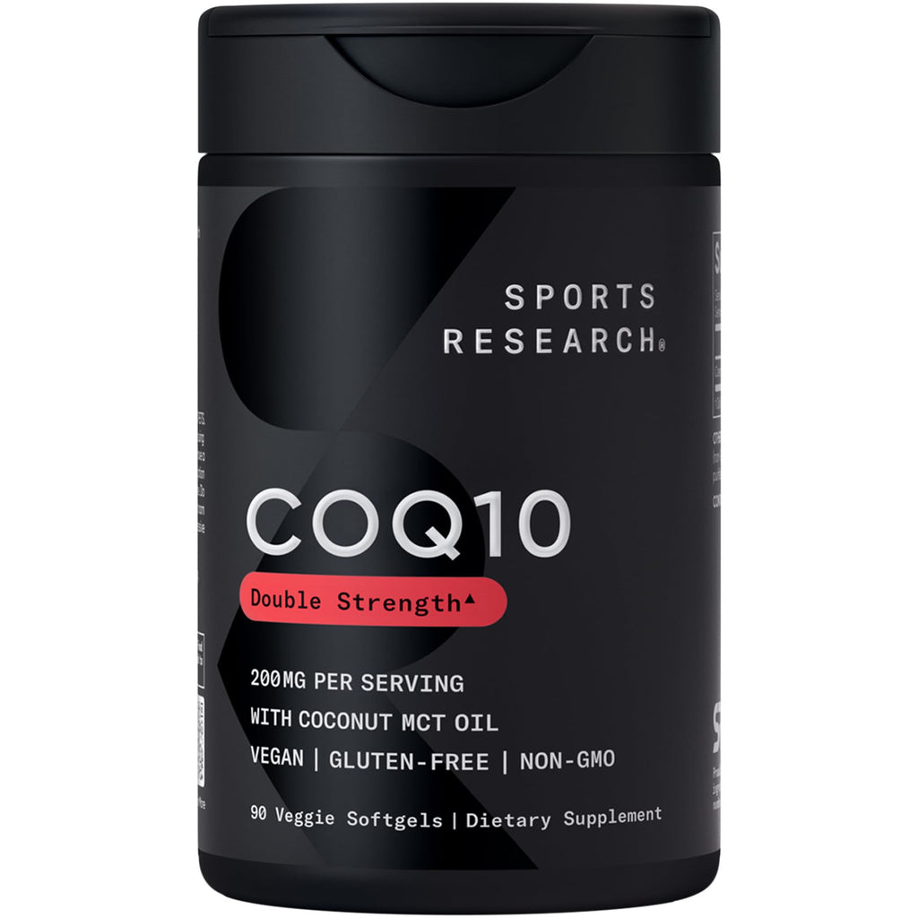 Sports Research® CoQ10 200mg, 90 Count Plantgels™ | Formulated w/Coconut Oil for Better Absorption · Supports Cardiovascular Function* · Vegan Certified, Non-GMO, Gluten-Free