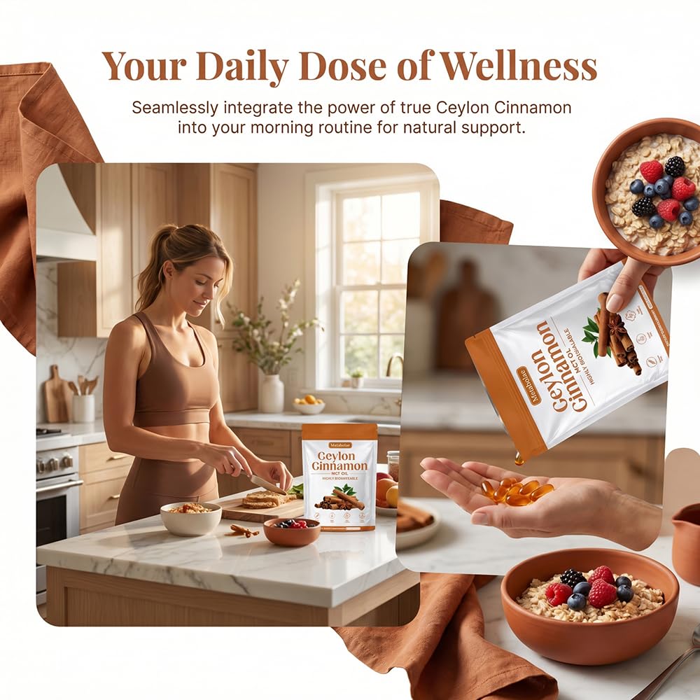 Metabolae Ceylon Cinnamon SoftGels with MCT Oil, Highly Bioavailable Herbal Extract, Non-GMO, Gluten Free - 300 Softgels (1pcs)