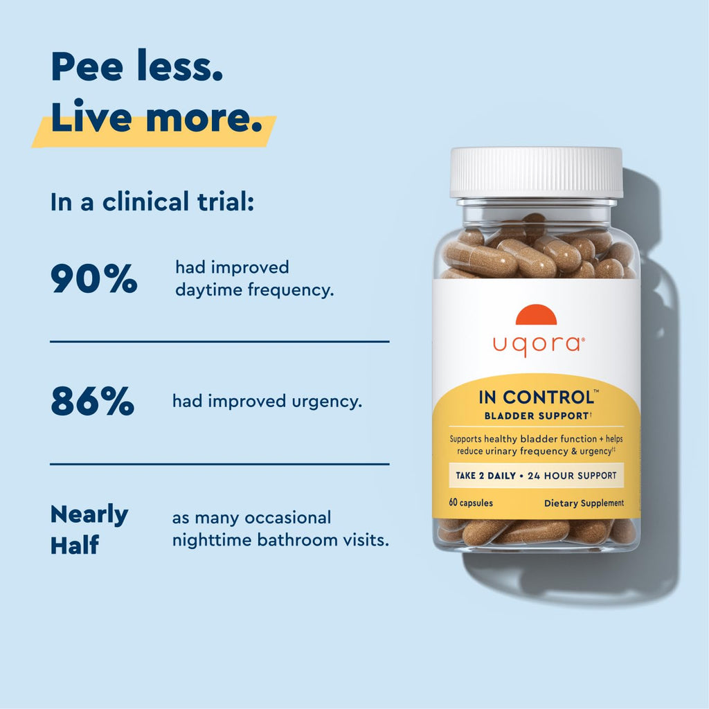 Uqora in Control, Daily Bladder Support, 120 Capsules (2 Pack) | Bladder Care Supplement, Urinary Urgency, Frequency, and Occasional Leaks, Horsetail and Spicebush, Vegetarian, Gluten-Free