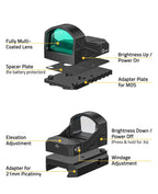 CVLIFE WolfCloak X03 Motion Awake Green Dot Sight for RMR Footprint, 3 MOA Reflex Sight with 0.33" Ultra-Low Profile & 24mm Lens for Full-Sized Pistols, Optics Adapter for MOS & 21mm Picatinny Base
