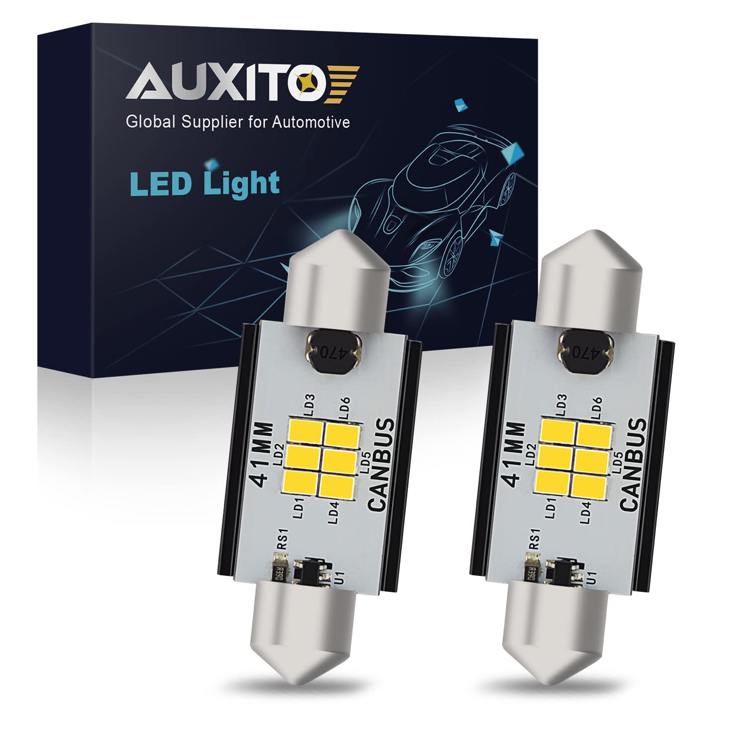 Buy now AUXITO 194 LED Light Bulb 6000K White 168 2825 W5W T10 Wedge 24-SMD 3014 Chipsets LED Replacement Light Kit Error Free for Car Interior Dome Map Door License Marker Lights, Pack of 10 White 41mm 578 at indiglob india