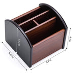 MaxGear Remote Control Holder Caddy, Wooden Desk Organizer, 4 Compartments
