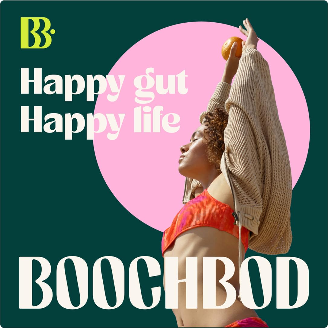 BoochBod - Probiotic Kombucha Gummy - Prebiotics, Probiotics, Postbiotics, Fiber Supplement, Slippery Elm, Dandelion Root, for Bloating, Gut Health - for Women and Men - Lemon Lime (Lemon Lime)