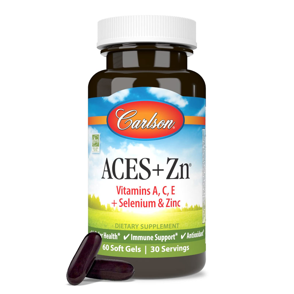 Carlson ACES + Zn, Multivitamin with Zinc, Cellular Health, 60 Softgels