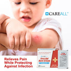 CareALL First Aid Burn Relief Cream 0.9g Packets (Pack of 25) Pain Relieving First Aid Cream for Temporary Relief of Pain from Minor Burns, Cuts, and Scrapes. Prevents Infection