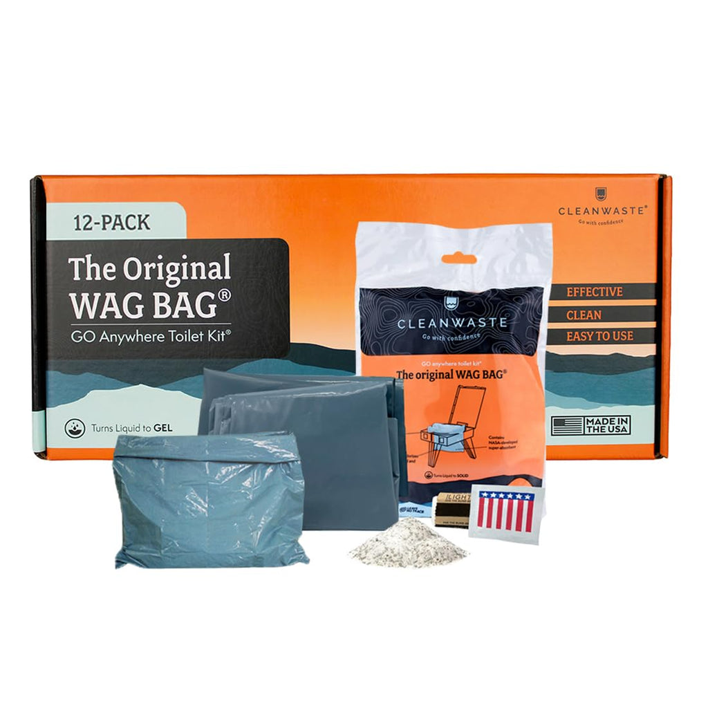 Cleanwaste WAG Bag Portable Toilet Kit with Odor Control Bags, 12 Ct