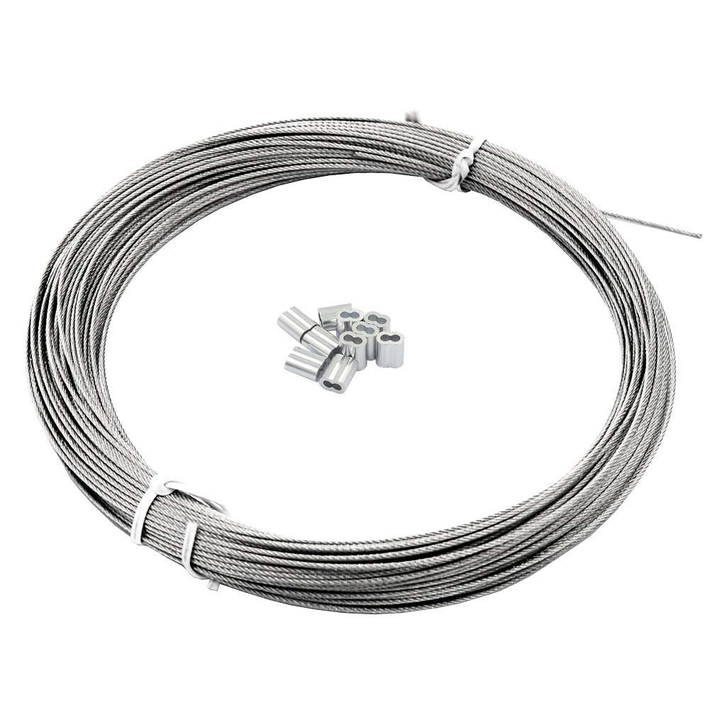 Buy now DGOL Coated 100 ft Picture Wire 304 Stainless Steel Rope 1/16 inch (1.5 mm) Photo Hanging Cable,7x7 Standard Core,100 feet,with 10pcs Sleeves 5 128 inch (1 mm) at indiglob india