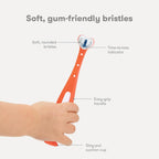 Buy now Frida Baby Triple-Angle Toothhugger Training Toddler Toothbrush | Toddler Toothbrush 2 Years and Up, Cleans All Sides at Once | Pink at indiglob india
