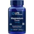 Life Extension Magnesium Citrate 100mg, 180 Vegetarian Capsules | 100 mg of Magnesium Citrate per capsule. Non-GMO, Gluten Free, Vegetarian.