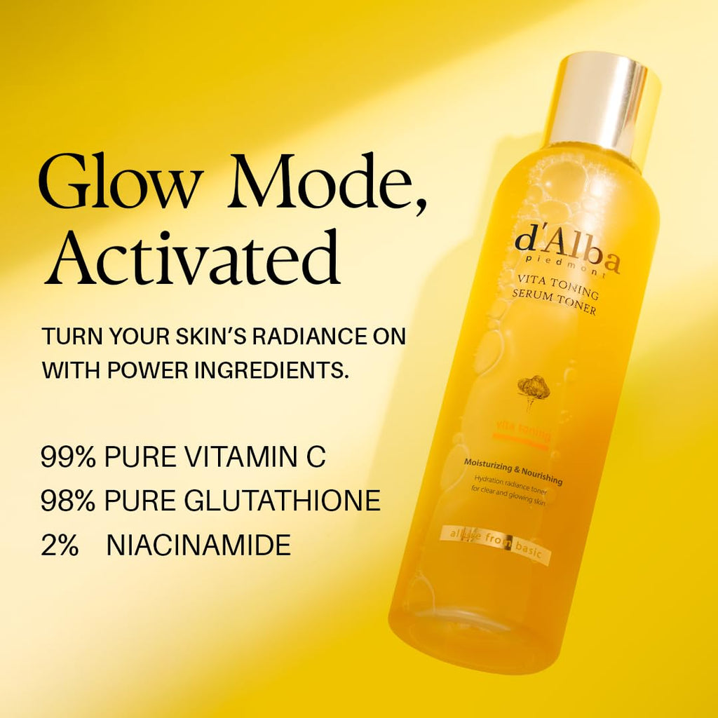 d'alba Piedmont White Truffle Vita Toning Serum Toner (6.08 fl. oz) | Glass Skin with Double Vitamin Skincare, Face Moisturizer, Korean Skin Care, Dark Spots, Even Skin Tone, Serum-Like Toner