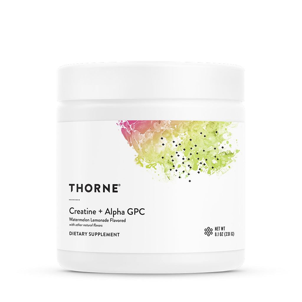 THORNE Creatine + Alpha GPC, Micronized Creatine Monohydrate, 30 Servings | Supports Muscle Performance, Energy Output, Focus & Cognitive Function*, Watermelon Lemonade, NSF Certified for Sport