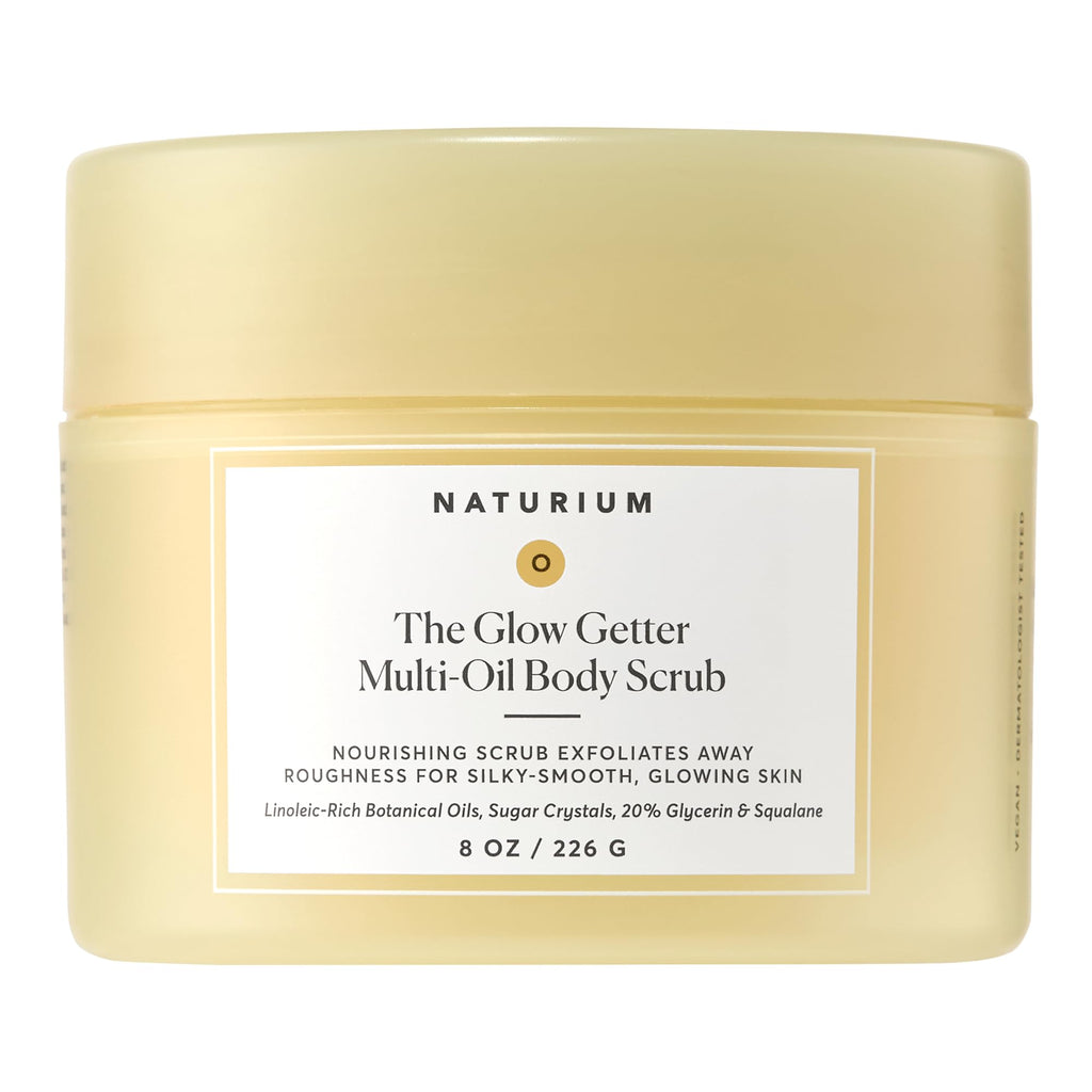 Naturium Glow Getter Body Scrub, Exfoliating Sugar Crystals with Linoleic-Rich Oils, Glycerin & Squalane, 226 g / 8 oz