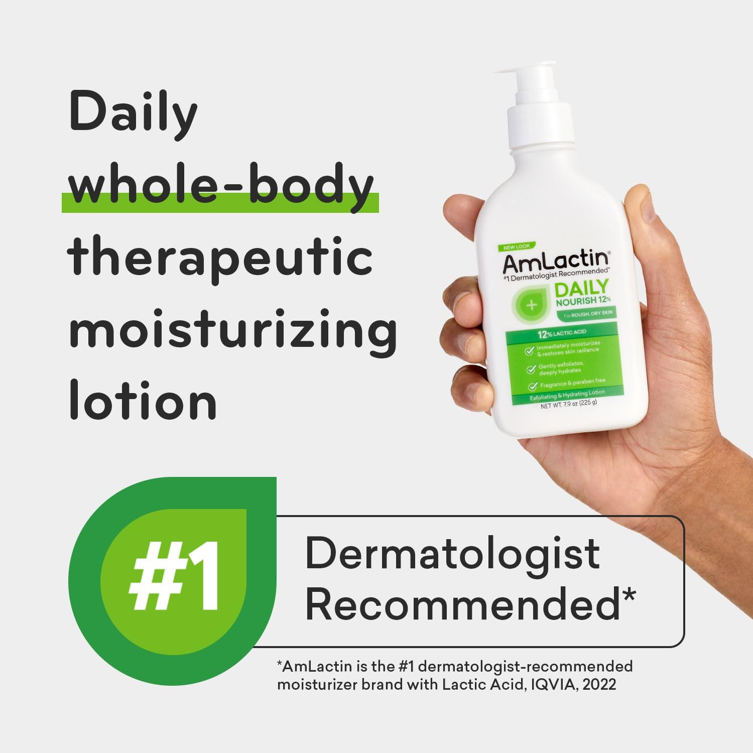 Buy now AmLactin Daily Moisturizing Lotion for Dry Skin, 7.9 oz Pump Bottles (Twin Pack), 2-in-1 Exfoliator-Body Lotion with 12% Lactic Acid, Dermatologist-Recommended (Packaging May Vary) at indiglob india