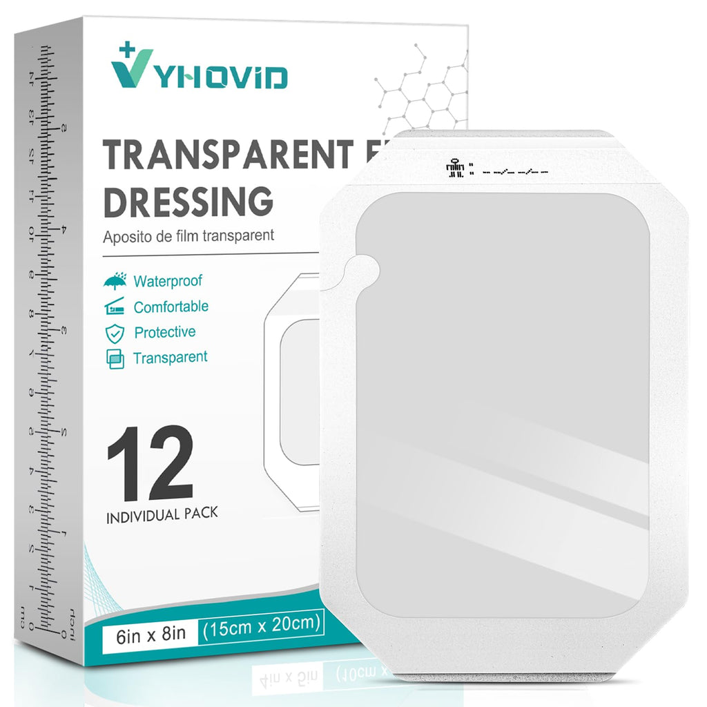 Transparent Film Dressing 6'' x 8'' Box of 12, Waterproof Bandages