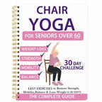 Chair Yoga For Seniors Over 60 Book & Chart,30-Day Beginner Challenge with 54-Page Spiral Bound Exercise Guide,Senior Fitness Planner for Weight Loss,Toning,Flexibility and Daily Workouts,Pink