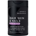 Sports Research® Biotin 10,000mcg w/Coconut Oil, 120 Count Plantgels™ | Max Strength Vegan Biotin (Vitamin B7) for Healthy Skin and Hair Support | Non-GMO, Gluten & Soy-Free, 120 Servings