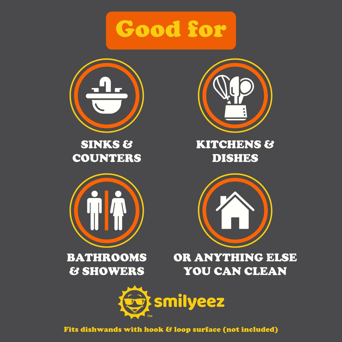 Smilyeez Scrub Moji Scrubbing Sponge Refill for The Dish Daddy (Reg. TM) Dishwand - (10 Pack)