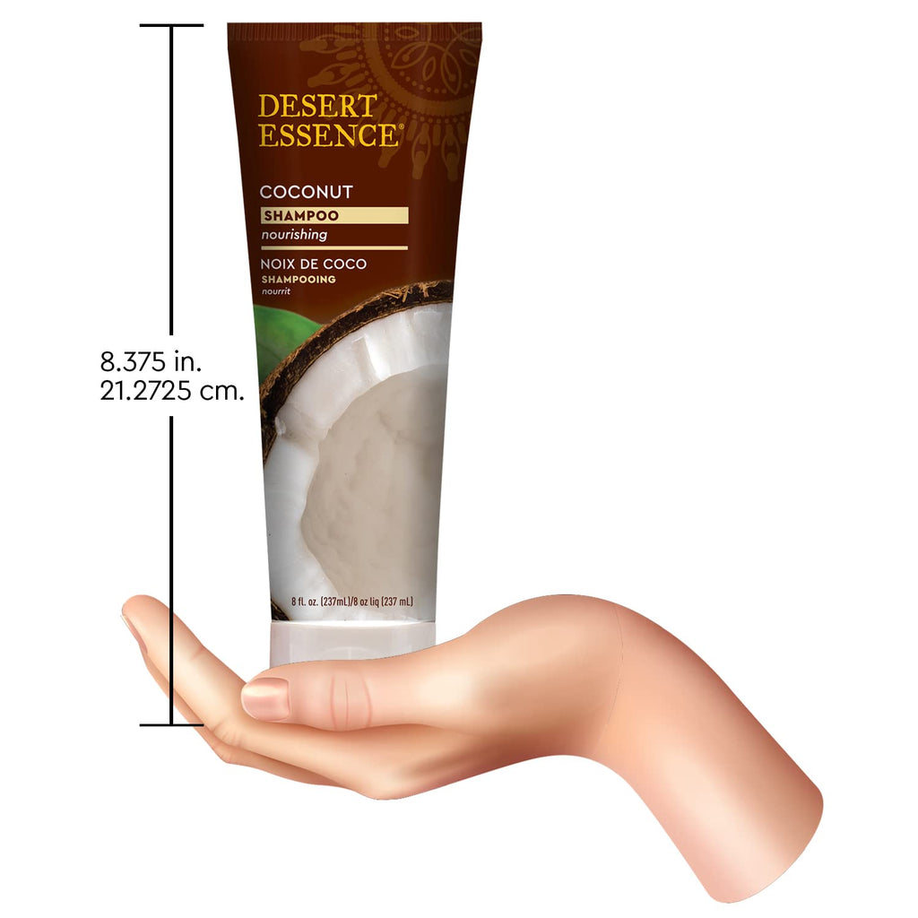 Buy now Desert Essence Coconut Shampoo, 8 fl oz - Gluten Free, Vegan, Paraben Free - Nourishing for Dry Hair with Coconut Oil, Shea Butter, & Hemp Oil - Mousturizes & Smooths Frizz 8 fl oz. at indiglob india