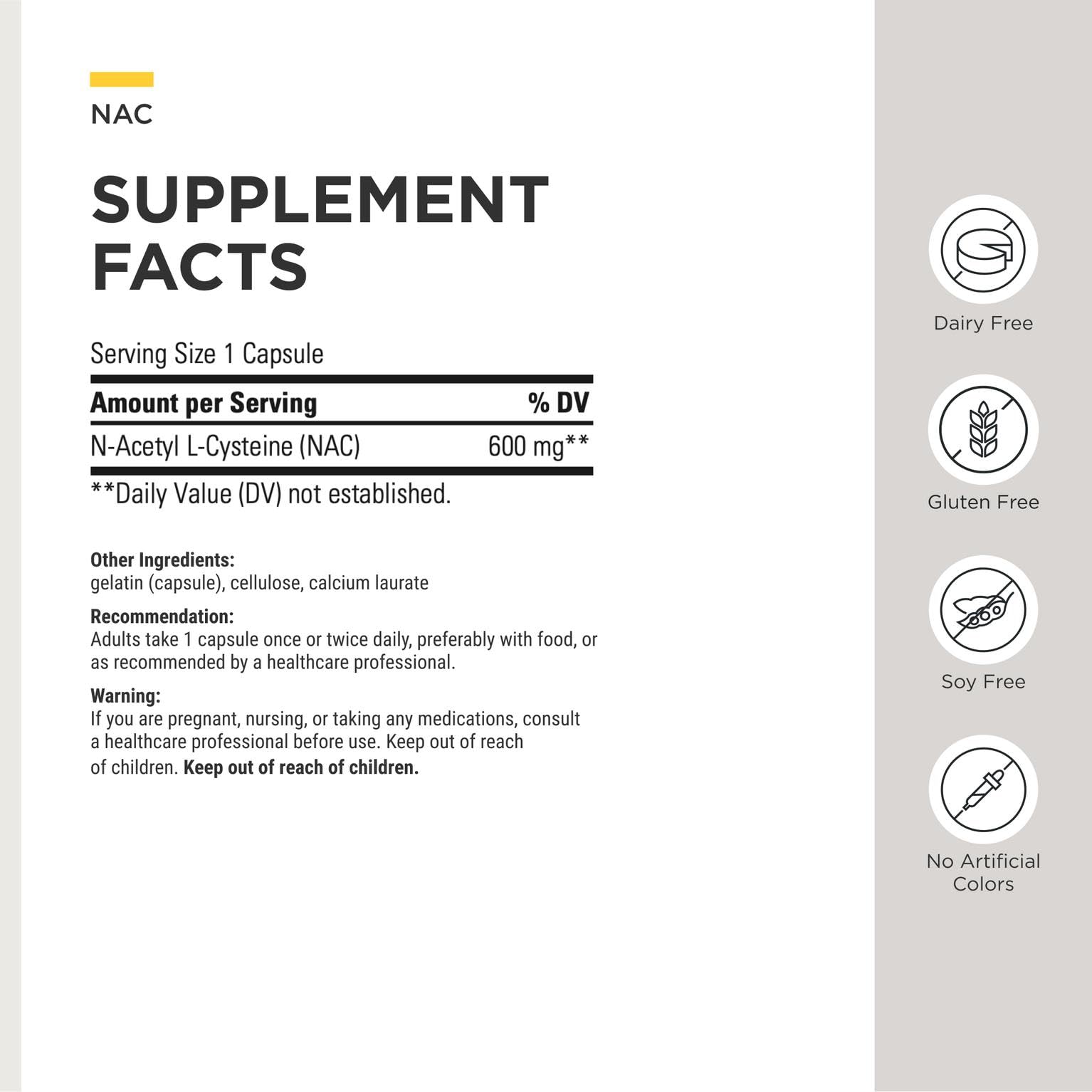 Integrative Therapeutics NAC - Antioxidant Support Supplement* - Support for Respiratory & Lung Function* - Gluten-Free & Dairy-Free - 60 Capsules (60 Servings)