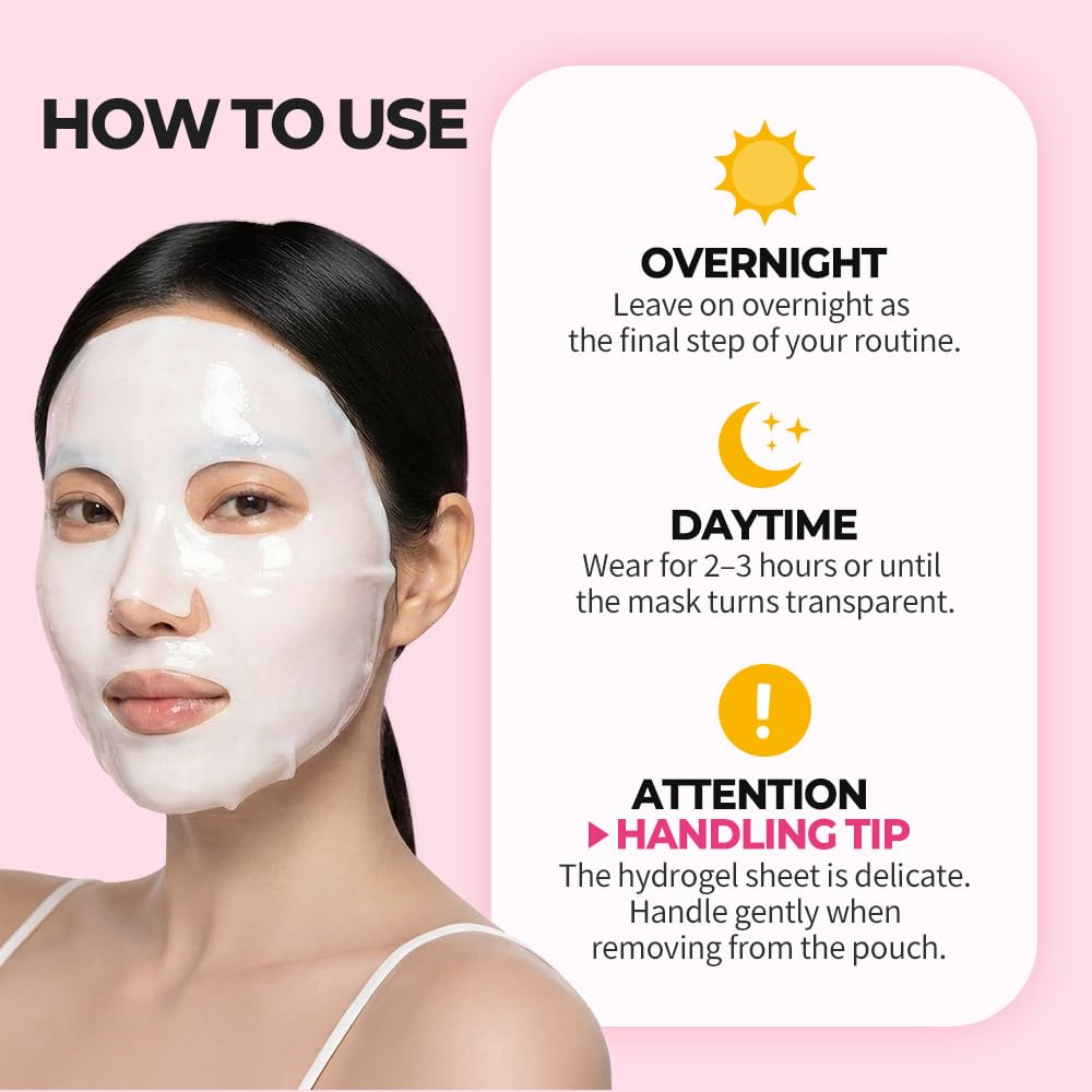 Collagen Hydrogel Face Mask, Pack of 4, 34g Each | Hydrolyzed Collagen, Hyaluronic Acid, Niacinamide & Peptides, Deep Hydration, Smooth Skin