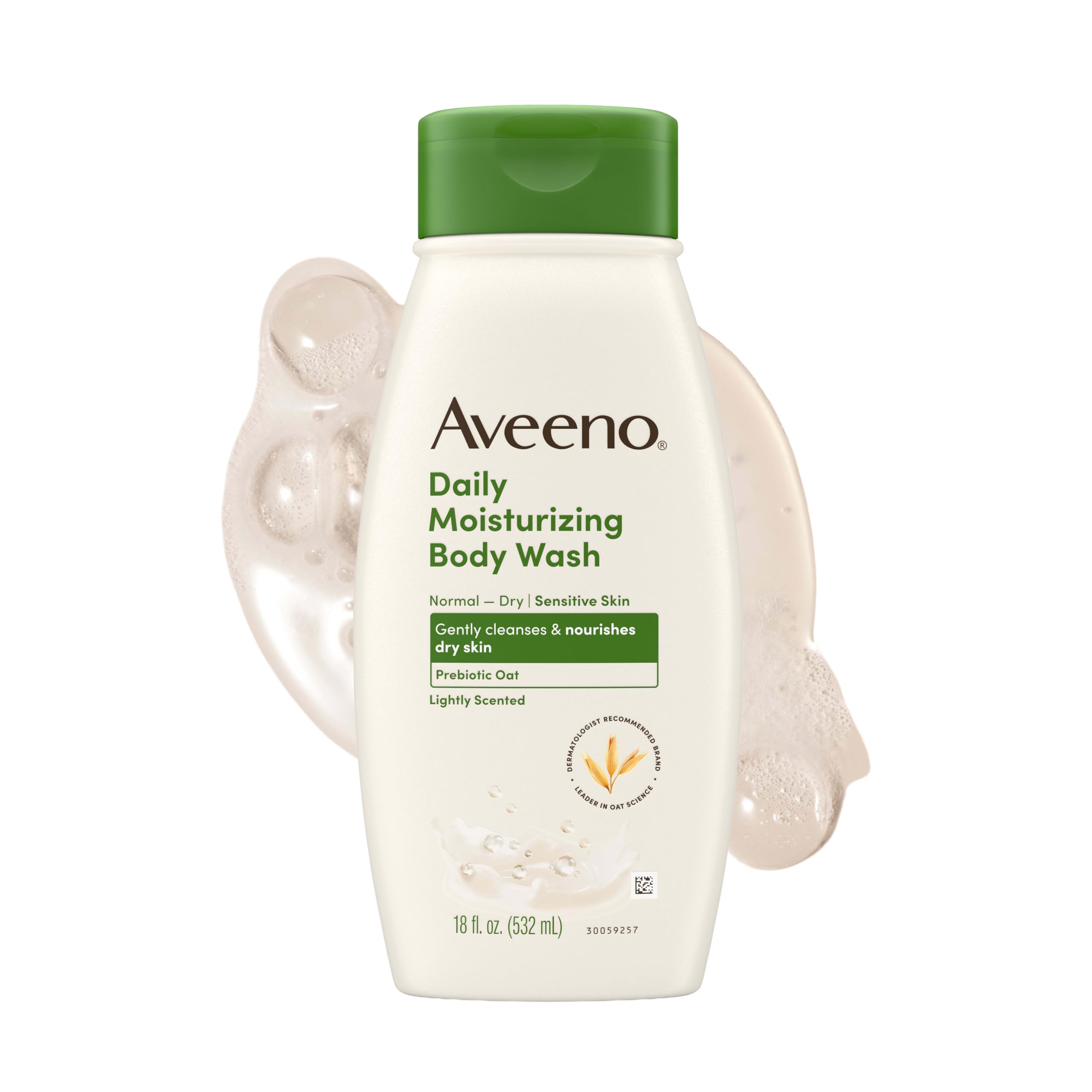 Aveeno Daily Moisturizing Body Wash for Normal to Dry Skin, Sensitive Formula with Prebiotic Oat, Gently Cleanses Dry Skin, Lightly Scented Body Wash for Women and Men, Value Size 33 fl. Oz